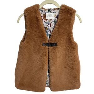 ZARA FAUX FUR Front Buckle Vest, GIRLS SIZE 9-10